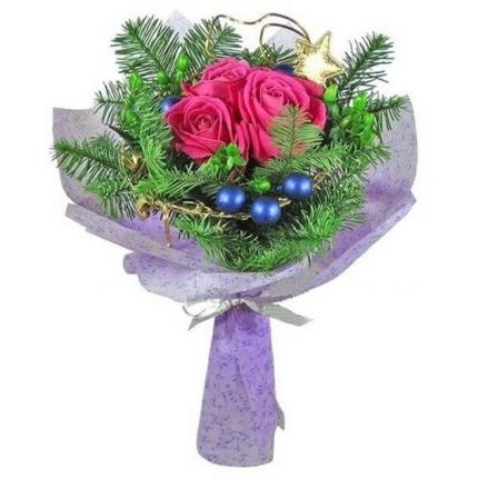 Новогодние букеты Новогодние композиции с розами с доставкой в по Барнаулу